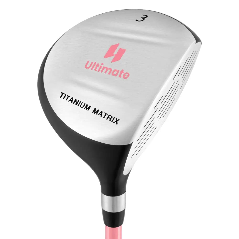 38 Inch 165CC Junior #3 Fairway Wood Golf Club with Fiberglass Shaft for Kids Ages 11-14-Pink - Pink - Golf