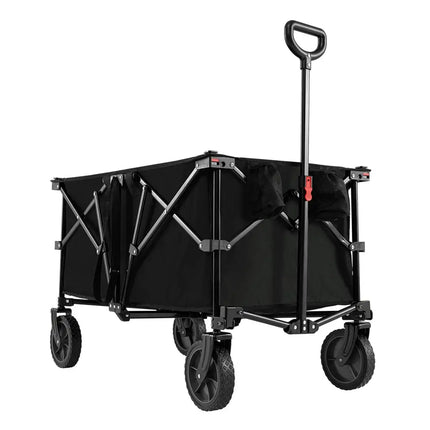38 Inch 400 LBS Heavy-Duty Collapsible Wagon Cart with Adjustable Handle for Camping Garden-Black - Black - Garden Carts
