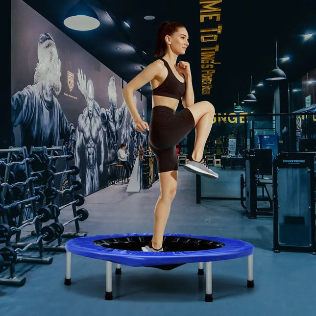 38 Inch Mini Folding Trampoline Portable Leisure Fitness Backboard-Blue - Blue - Trampolines