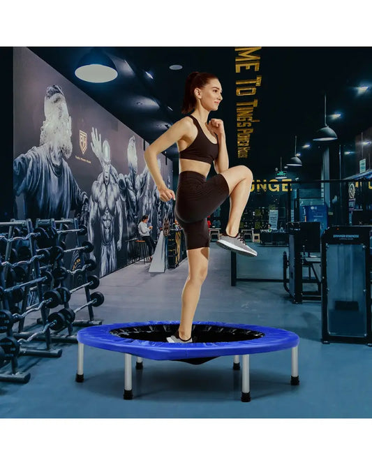 38 Inch Mini Folding Trampoline Portable Leisure Fitness Backboard-Blue - Blue - Trampolines