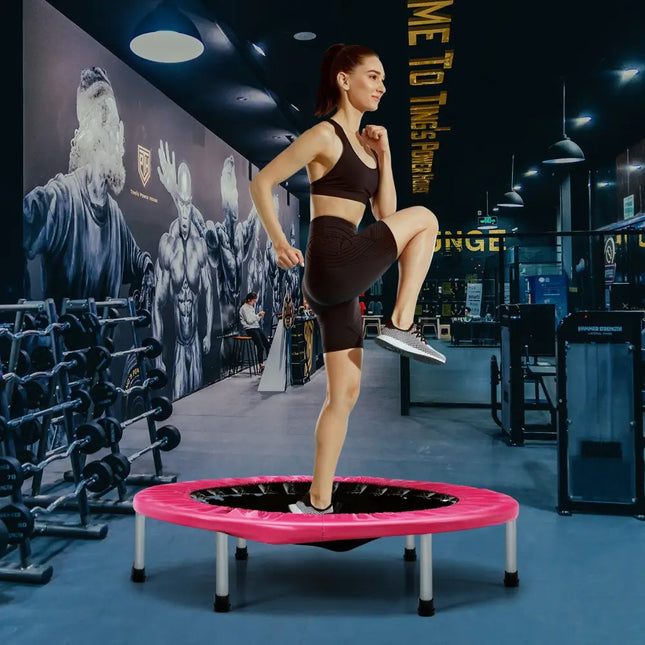 38 Inch Mini Folding Trampoline Portable Leisure Fitness Backboard-Pink - Pink - Trampolines