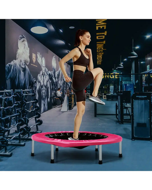 38 Inch Mini Folding Trampoline Portable Leisure Fitness Backboard-Pink - Pink - Trampolines