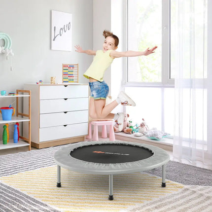 38 Inch Mini Folding Trampoline Portable Recreational Fitness Rebounder-Gray - Gray - Trampolines