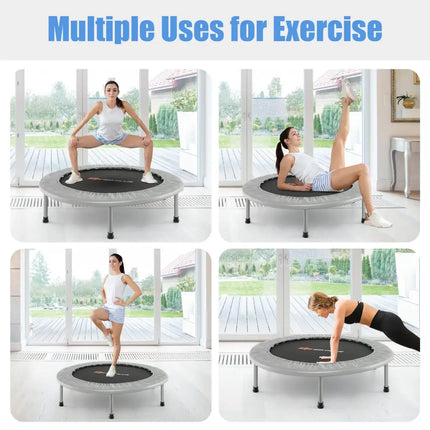 38 Inch Mini Folding Trampoline Portable Recreational Fitness Rebounder-Gray - Gray - Trampolines