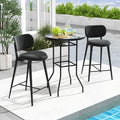 38 Inch Patio Bar Table with Tempered Glass Tabletop - Black - Patio Bar Furniture