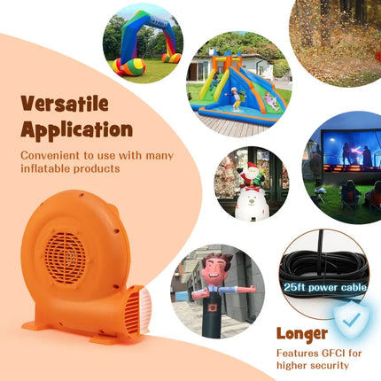 380W Air Blower for Inflatables with 25 feet Wire and GFCI Plug-380W - Orange - Air Blowers