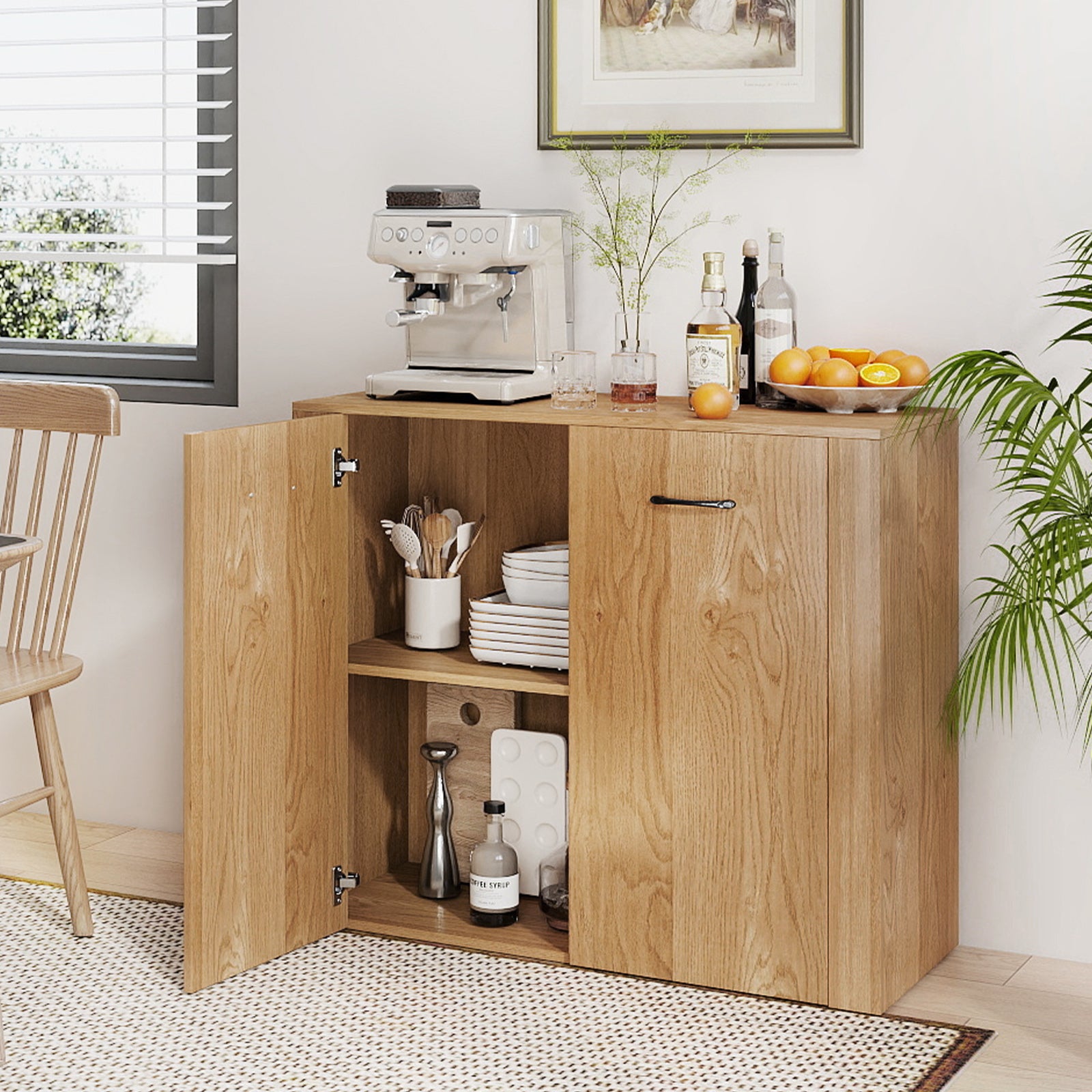 38" Buffet Modern Sideboard Cabinet with Storage-Natural