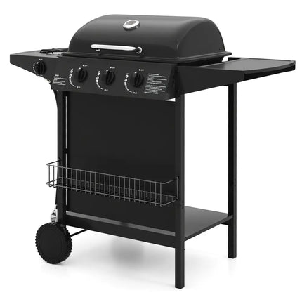 39 000 BTU Outdoor Burner Propane Gas Grill on Wheels-Black - Black - Outdoor Grills