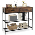39.5 Inch Entryway Table with 2 Drawers and 2-Tier Shelves-Rustic Brown - Rustic Brown - Console Tables