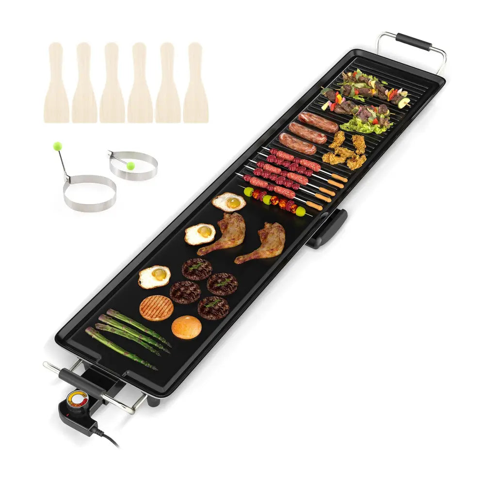 39.5 Inch Extra Large Electric Griddle with 2 Cooking Surface and Adjustable Temperatures - Black - Cookware & Bakeware