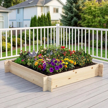 39.5’’ x 39.5’’ Square Wooden Raised Garden Bed-Natural - Natural - Raised Garden Beds