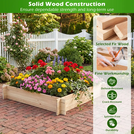 39.5’’ x 39.5’’ Square Wooden Raised Garden Bed-Natural - Natural - Raised Garden Beds