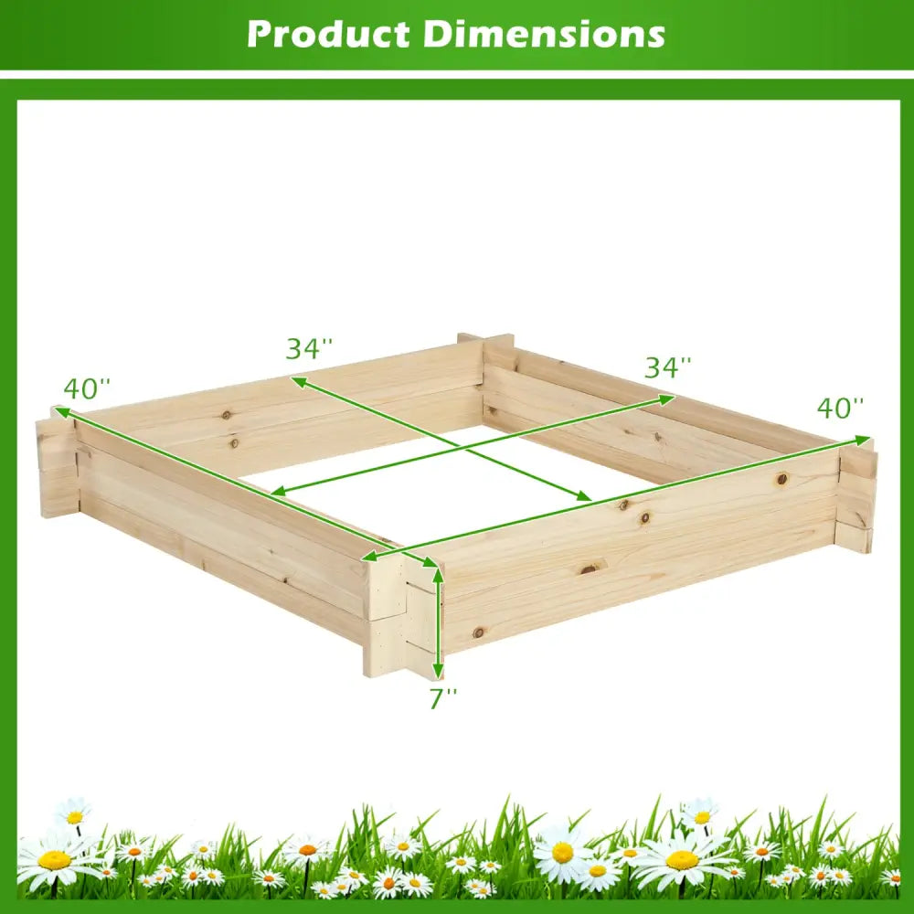 39.5’’ x 39.5’’ Square Wooden Raised Garden Bed-Natural - Natural - Raised Garden Beds