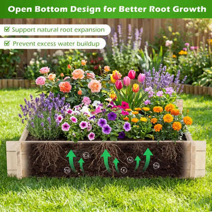 39.5’’ x 39.5’’ Square Wooden Raised Garden Bed-Natural - Natural - Raised Garden Beds