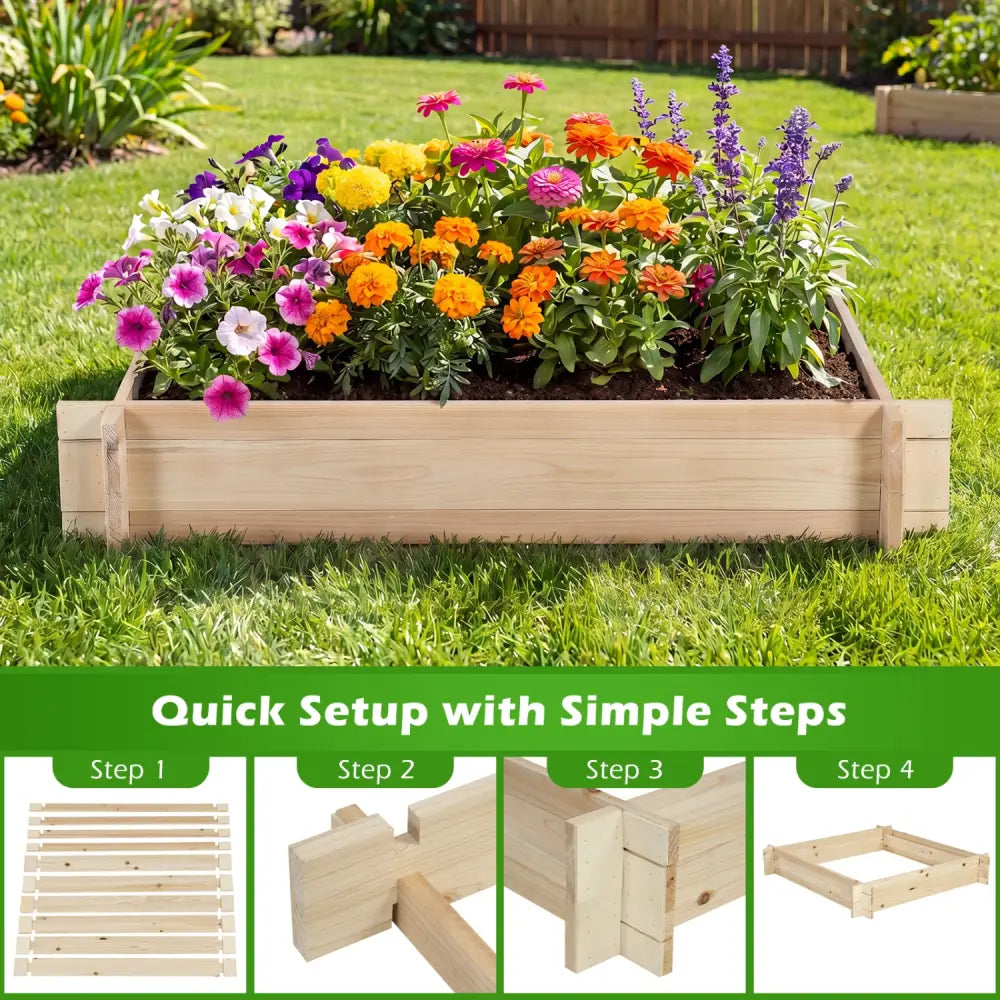 39.5’’ x 39.5’’ Square Wooden Raised Garden Bed-Natural - Natural - Raised Garden Beds