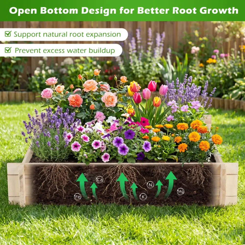 39.5’’ x 39.5’’ Square Wooden Raised Garden Bed-Natural - Natural - Raised Garden Beds