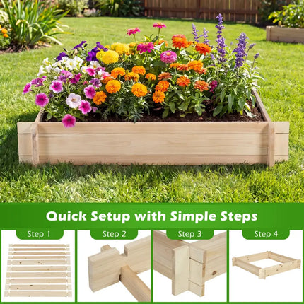 39.5’’ x 39.5’’ Square Wooden Raised Garden Bed-Natural - Natural - Raised Garden Beds
