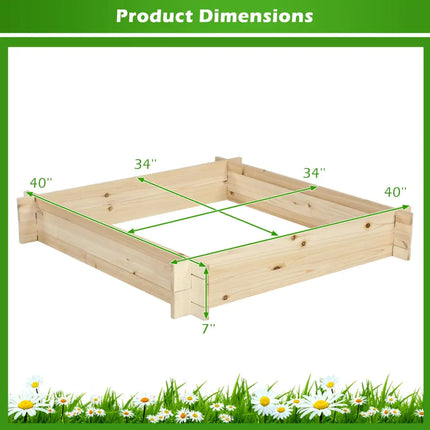 39.5’’ x 39.5’’ Square Wooden Raised Garden Bed-Natural - Natural - Raised Garden Beds
