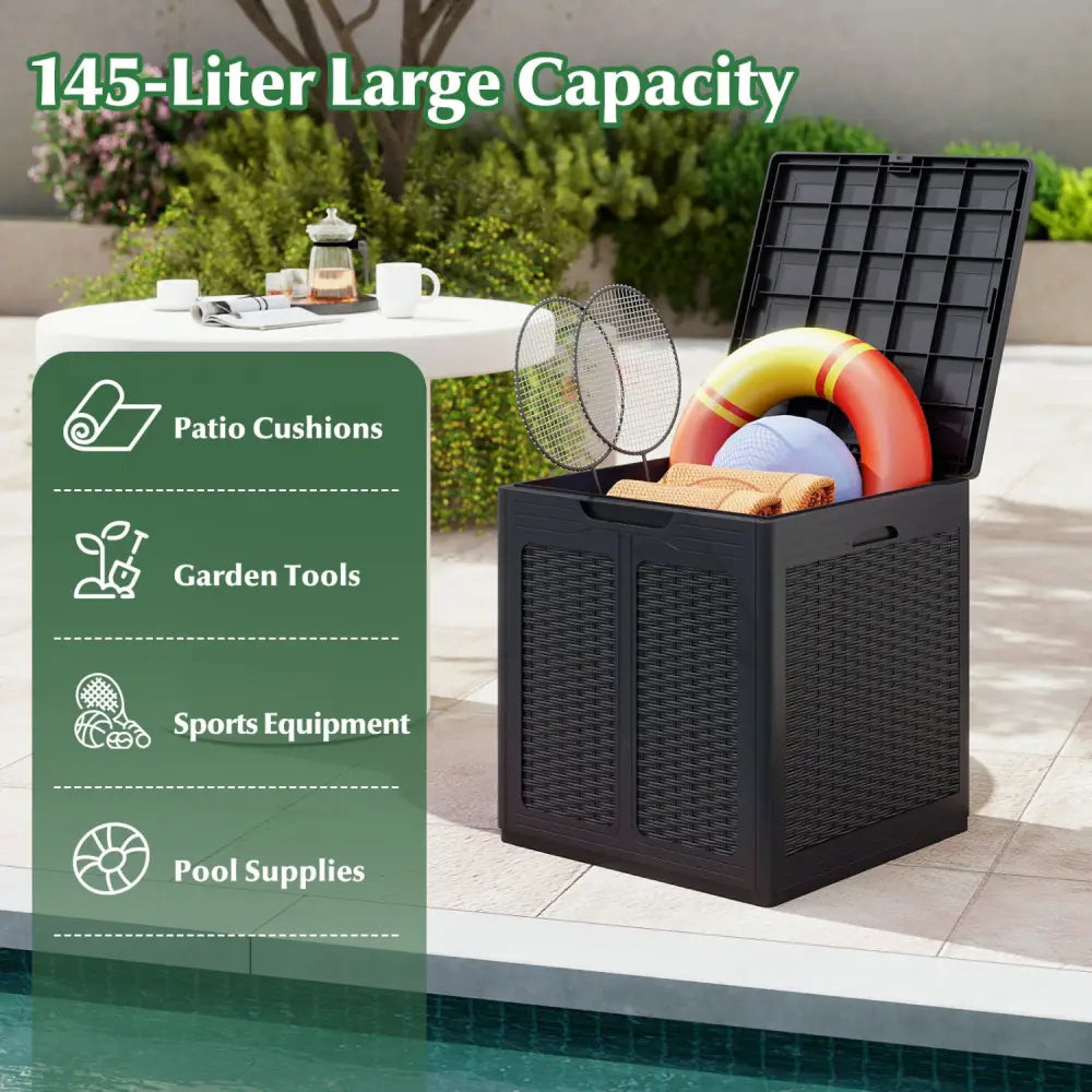 39 Gallon Deck Box with Lockable Lid Package Delivery Box for Patio Furniture Cushions-Brown - Brown - Sheds & Outdoor