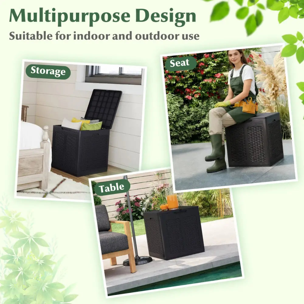 39 Gallon Deck Box with Lockable Lid Package Delivery Box for Patio Furniture Cushions-Brown - Brown - Sheds & Outdoor