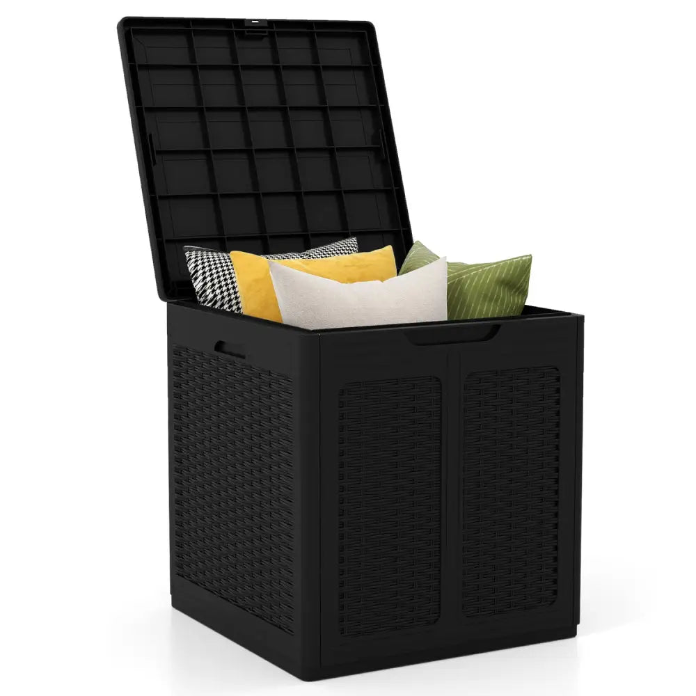 39 Gallon Deck Box with Lockable Lid Package Delivery Box for Patio Furniture Cushions-Black - Black - Sheds & Outdoor