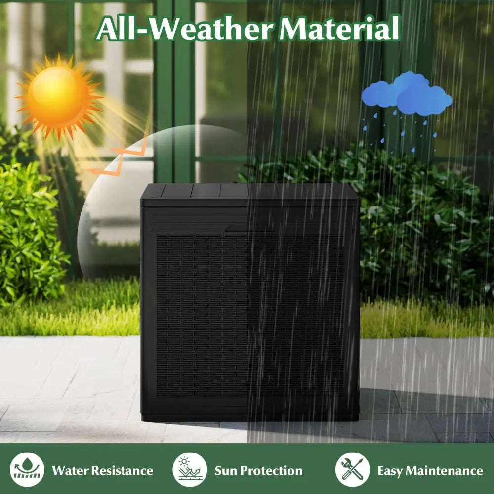 39 Gallon Deck Box with Lockable Lid Package Delivery Box for Patio Furniture Cushions-Black - Black - Sheds & Outdoor