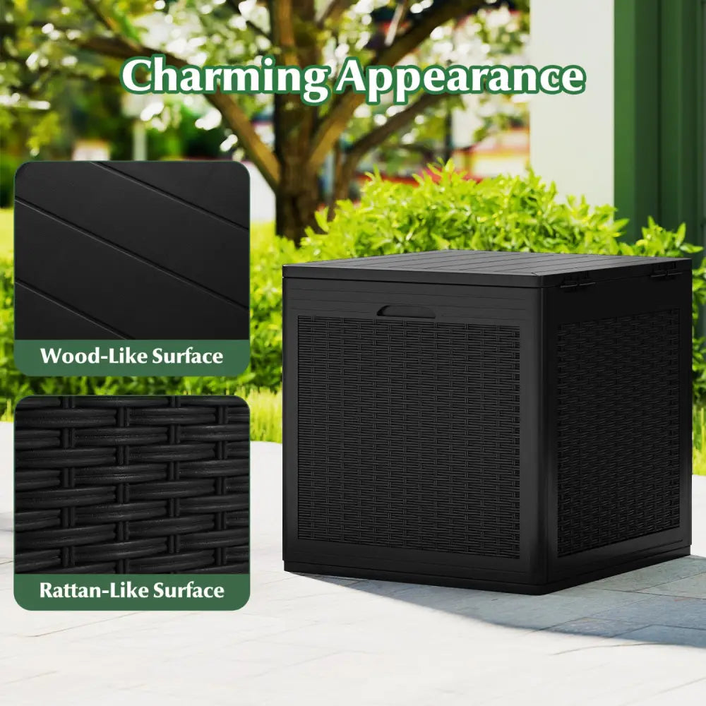 39 Gallon Deck Box with Lockable Lid Package Delivery Box for Patio Furniture Cushions-Black - Black - Sheds & Outdoor