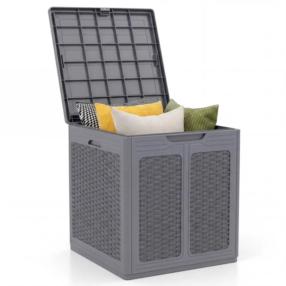 39 Gallon Deck Box with Lockable Lid Package Delivery Box for Patio Furniture Cushions-Gray - Gray - Sheds & Outdoor