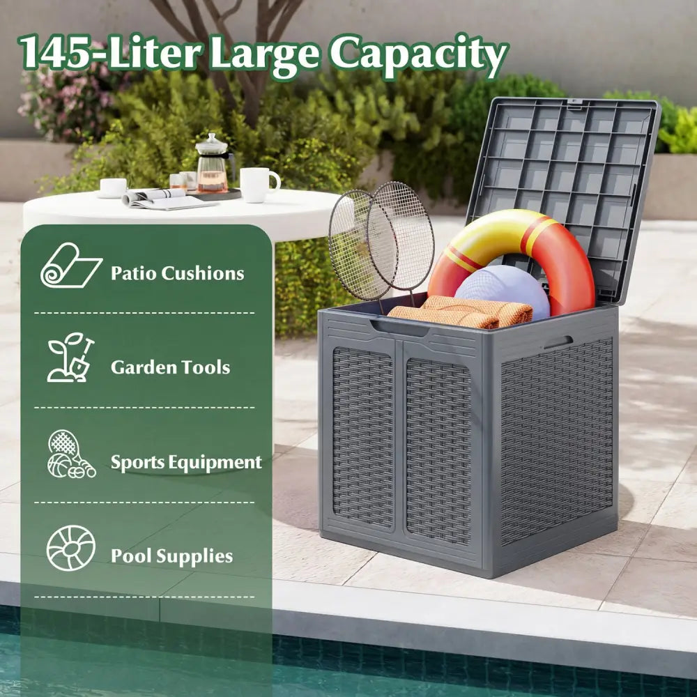 39 Gallon Deck Box with Lockable Lid Package Delivery Box for Patio Furniture Cushions-Gray - Gray - Sheds & Outdoor