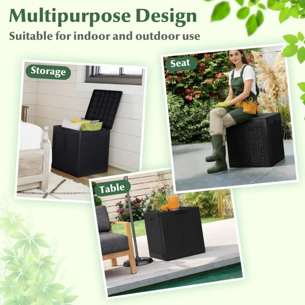 39 Gallon Deck Box with Lockable Lid Package Delivery Box for Patio Furniture Cushions-Black - Black - Sheds & Outdoor