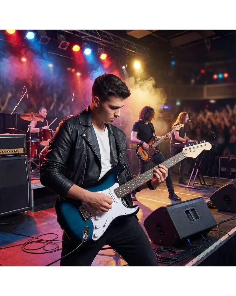 39 Inch Full Size Electric Guitar Beginner Kit with Amplifier for Starter-Blue - Blue - Guitar & Strings