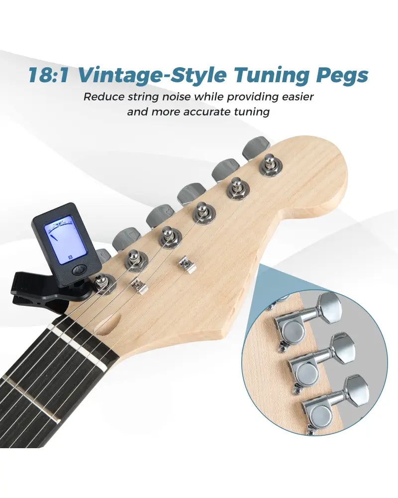 39 Inch Full Size Electric Guitar Beginner Kit with Amplifier for Starter-Black - Black - Guitar & Strings
