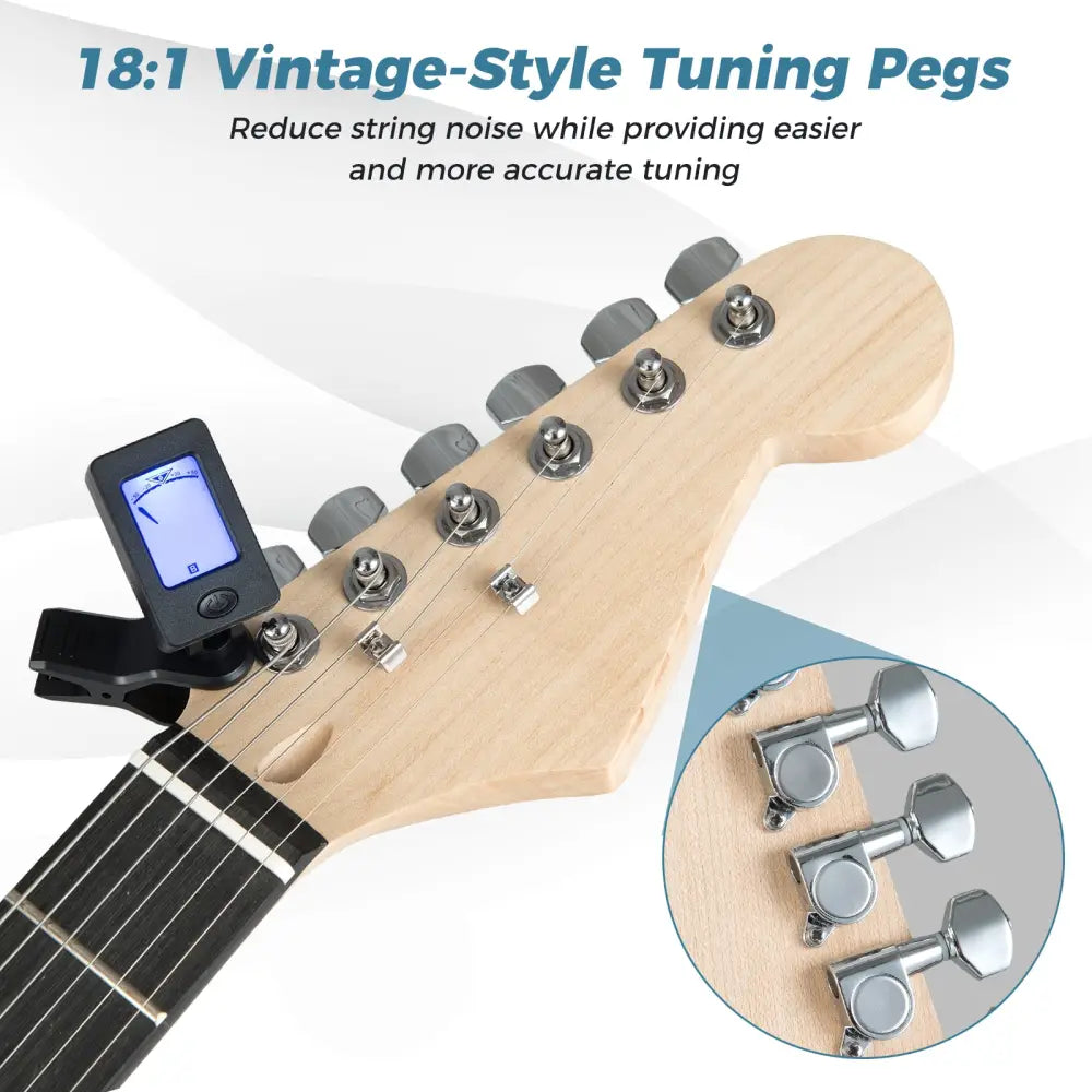 39 Inch Full Size Electric Guitar Beginner Kit with Amplifier for Starter-Blue - Blue - Guitar & Strings