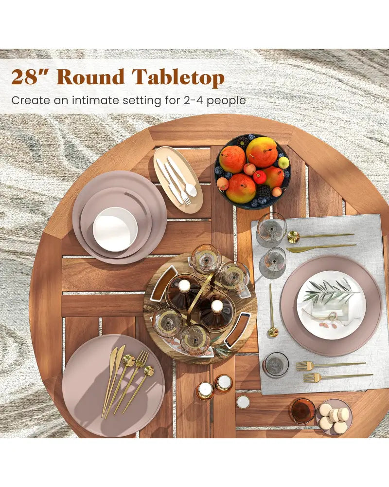 39 Inch Outdoor Acacia Wood Bar Table with Slatted Table Top - Natural - Patio Bar Furniture