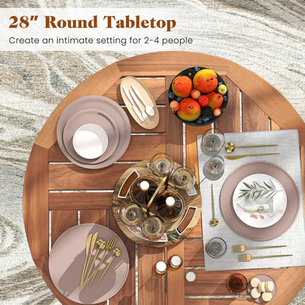39 Inch Outdoor Acacia Wood Bar Table with Slatted Table Top - Natural - Patio Bar Furniture