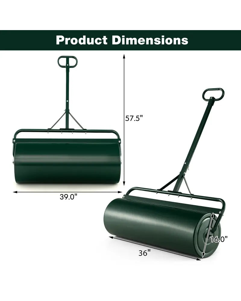 39 Inch Wide Push/Tow Lawn Roller-Green - Green - Lawn Care Tools