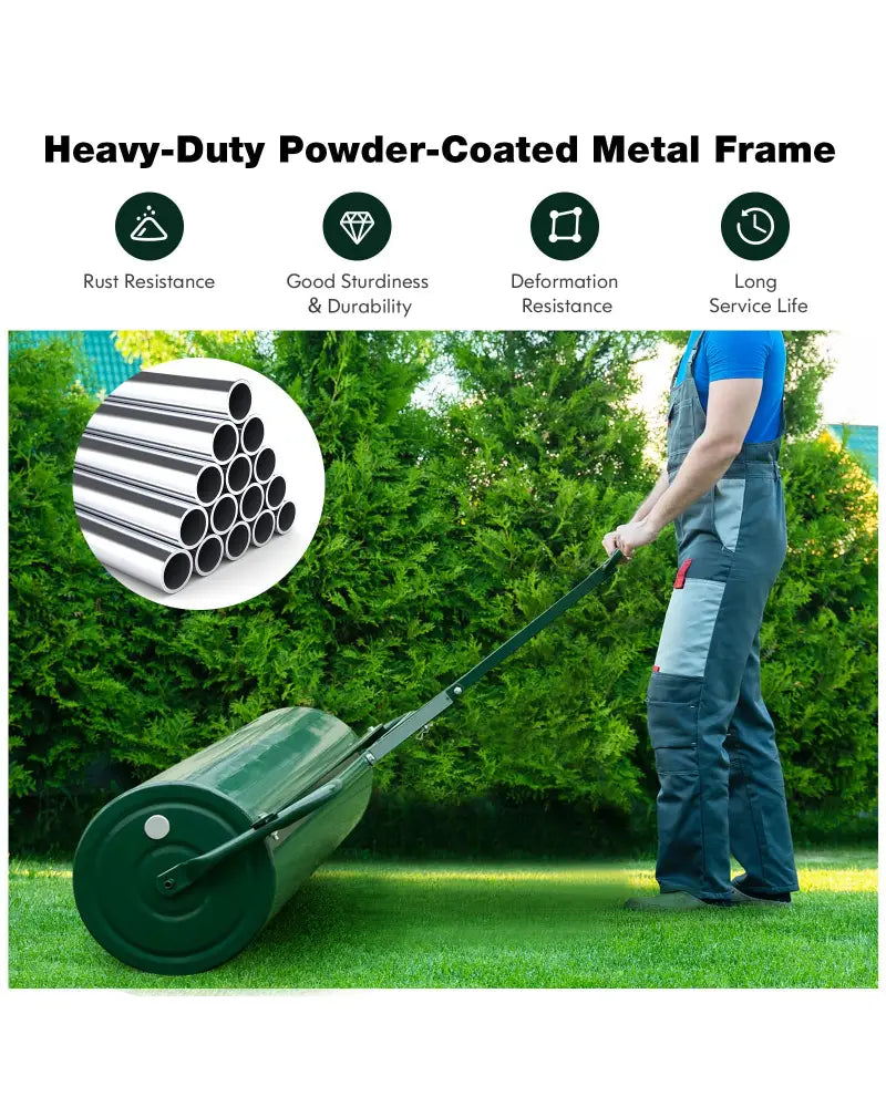 39 Inch Wide Push/Tow Lawn Roller-Green - Green - Lawn Care Tools