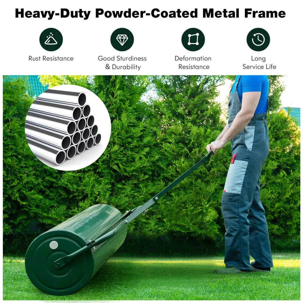 39 Inch Wide Push/Tow Lawn Roller-Green - Green - Lawn Care Tools