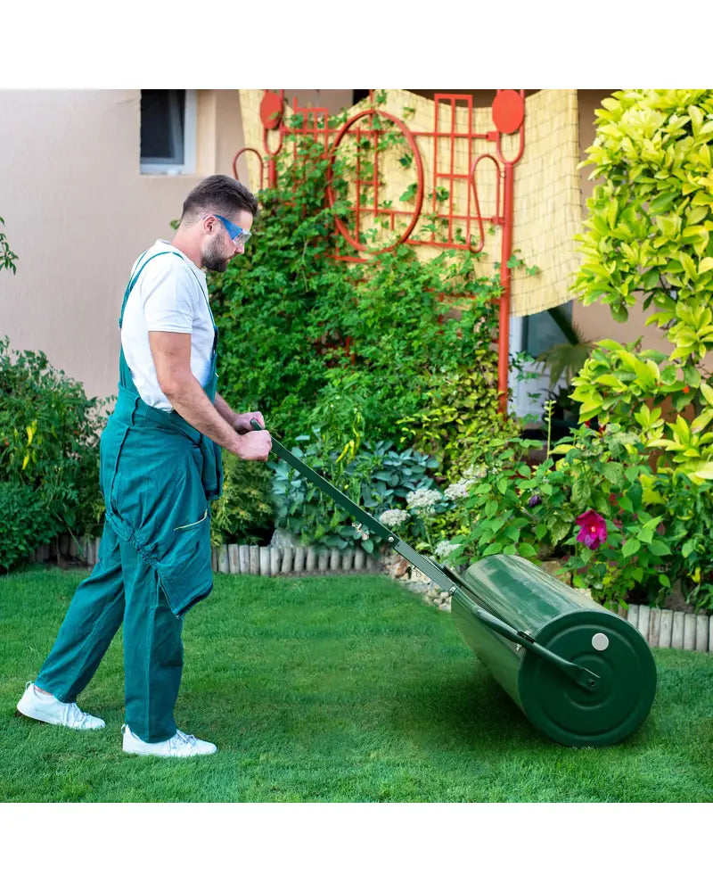 39 Inch Wide Push/Tow Lawn Roller-Green - Green - Lawn Care Tools