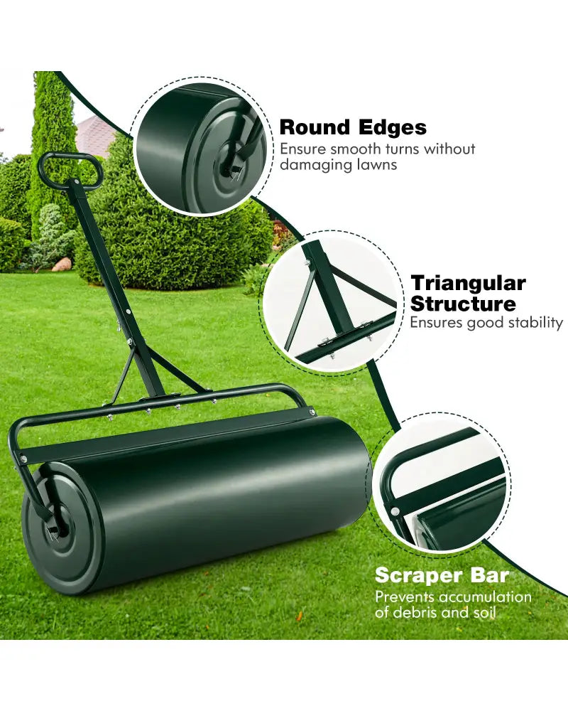 39 Inch Wide Push/Tow Lawn Roller-Green - Green - Lawn Care Tools