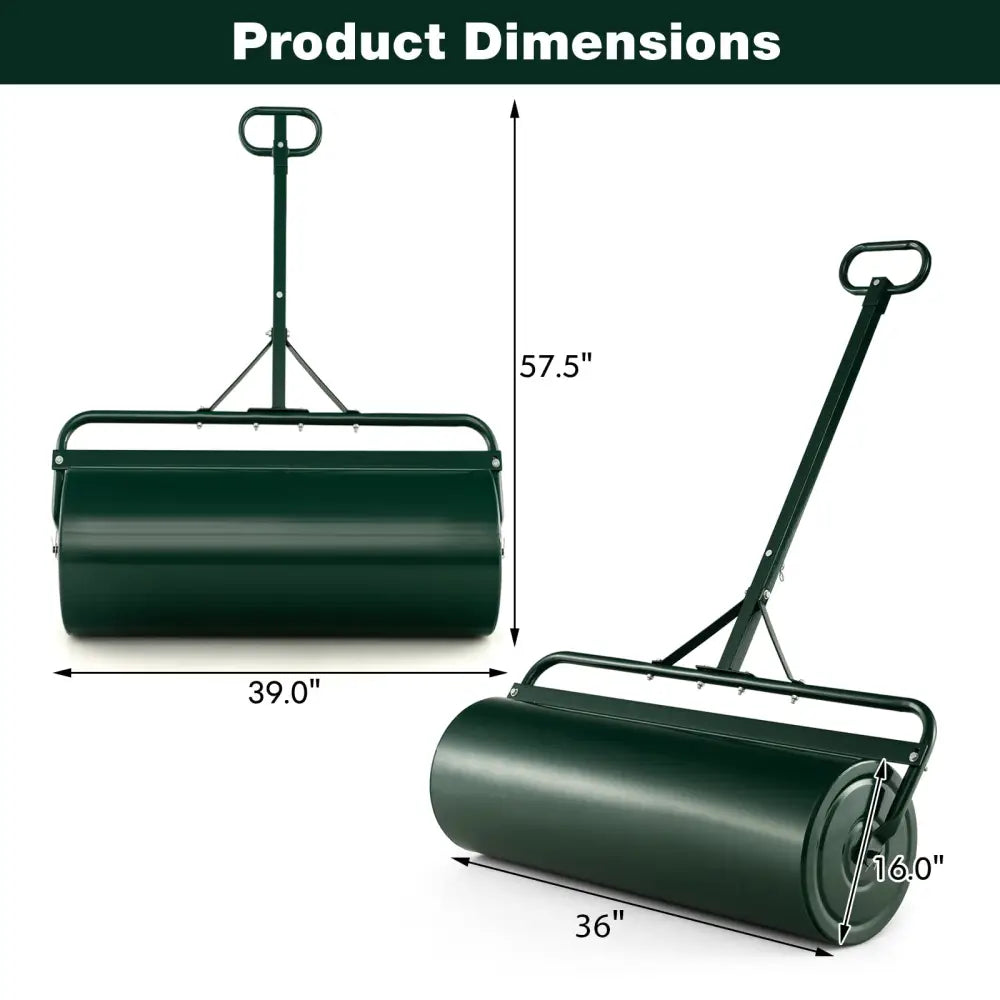 39 Inch Wide Push/Tow Lawn Roller-Green - Green - Lawn Care Tools