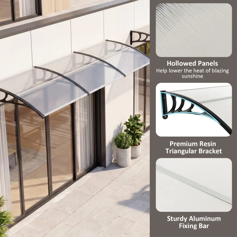 39 x 30 Inch Outdoor Front Door Window Awning Door Canopy Exterior-Black - Black - Outdoor Shades