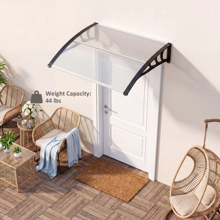 39 x 30 Inch Outdoor Front Door Window Awning Door Canopy Exterior-Black - Black - Outdoor Shades