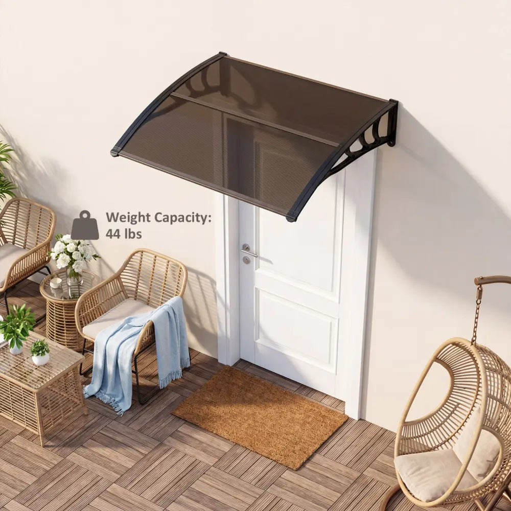 39 x 30 Inch Outdoor Front Door Window Awning Door Canopy Exterior-Brown - Brown - Outdoor Shades
