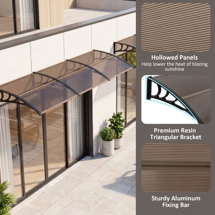 39 x 30 Inch Outdoor Front Door Window Awning Door Canopy Exterior-Brown - Brown - Outdoor Shades