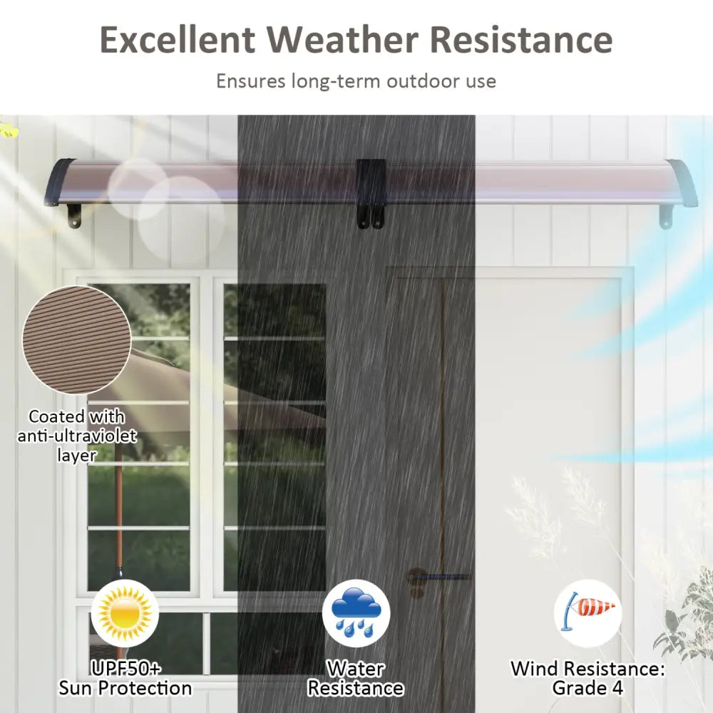 39 x 30 Inch Outdoor Front Door Window Awning Door Canopy Exterior-Brown - Brown - Outdoor Shades