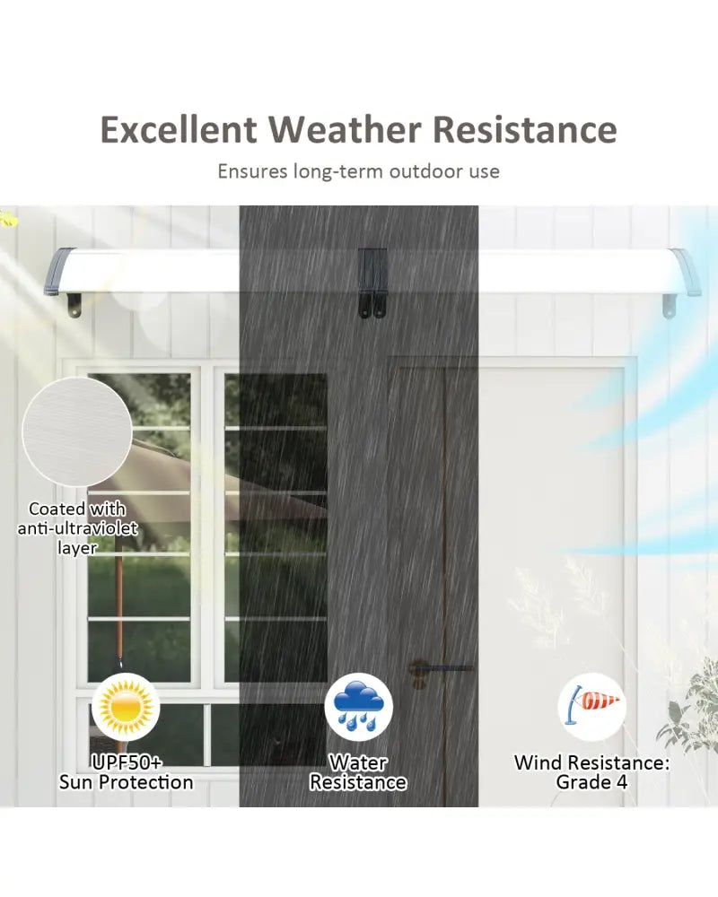 39 x 30 Inch Outdoor Front Door Window Awning Door Canopy Exterior-Gray - Gray - Outdoor Shades