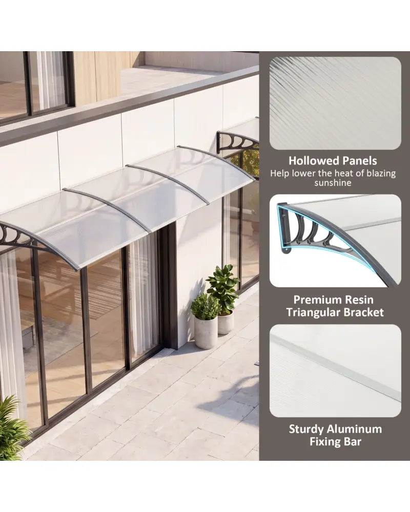 39 x 30 Inch Outdoor Front Door Window Awning Door Canopy Exterior-Gray - Gray - Outdoor Shades