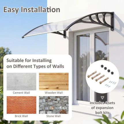 39 x 30 Inch Outdoor Front Door Window Awning Door Canopy Exterior-Gray - Gray - Outdoor Shades