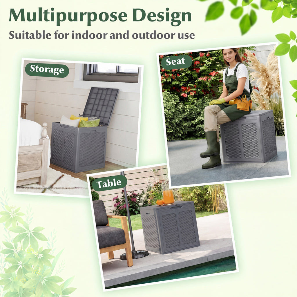 39 Gallon Deck Box with Lockable Lid Package Delivery Box for Patio Furniture Cushions-Gray